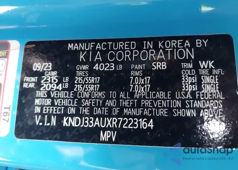 2024 Kia Soul Ex z USA, uszkodzony, nr VIN KNDJ33AUXR7223164